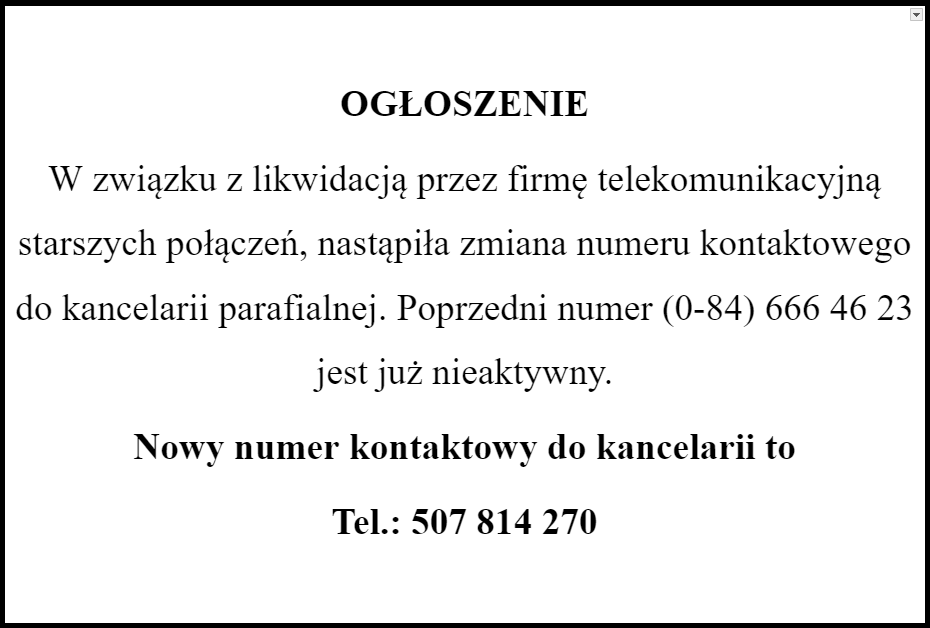 ogłoszenie nowy numer